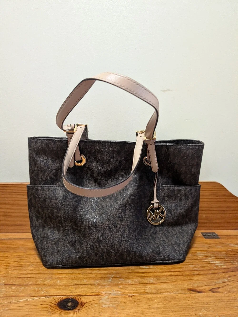 Michael Kors Jet Set Travel MK Signature Tote Brown Tan